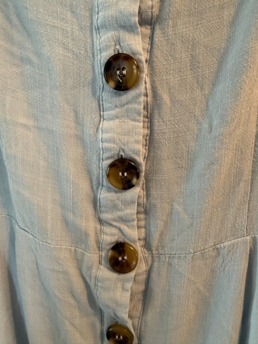 Studio 94 L/XL Ladies Light Blue Cotton Dress Button Down Front - Picture 6 of 6